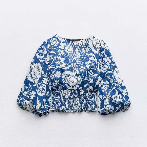 Zara Tops - Floral Blue Women's Top